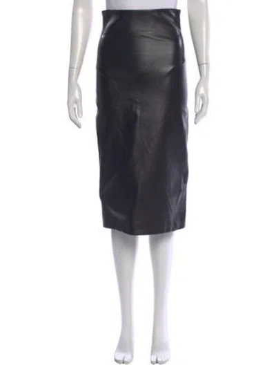 Pre-owned Sportmax Leather Midi Length Skirt W/ Tags In Black