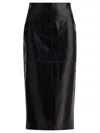 Sportmax High Waist Leather Midi Skirt With Slit In Black