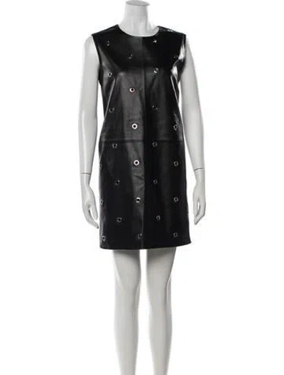 Pre-owned Sportmax Leather Mini Dress In Black