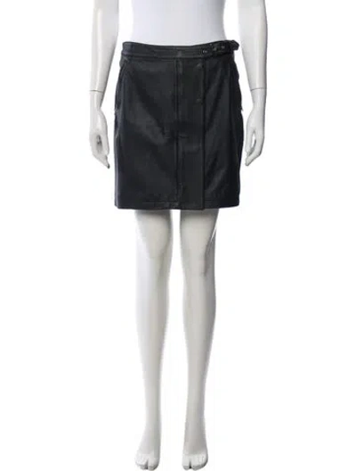 Pre-owned Sportmax Leather Mini Skirt In Black