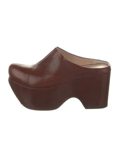 Pre-owned Sportmax Leather Mules In Brown