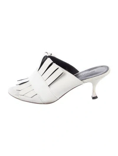 Pre-owned Sportmax Leather Mules In White