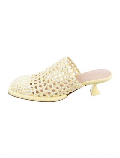 Pre-owned Sportmax Leather Patterned Mules In Yellow