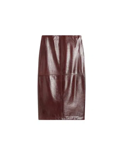 Sportmax Leather Pencil Skirt - Bordeaux In Brown