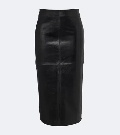 Sportmax Leather Pencil Skirt In Black