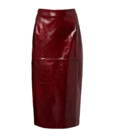 Sportmax Leather Pencil Skirt In Red