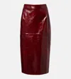 Sportmax Leather Pencil Skirt In Red