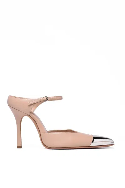 Sportmax Leather Pumps With Metallic Cap In Pink