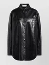 Sportmax Leather Shirt Jacket Chest Pocket In Black