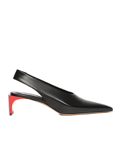 Sportmax Leather Slingbacks In Black