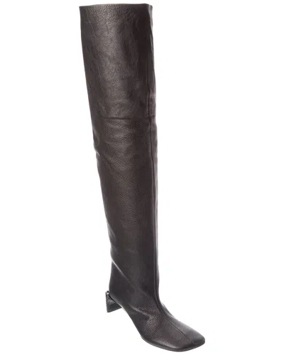 Sportmax Leather Thigh-high Boot In Black