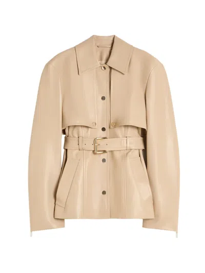 Sportmax Leather Two-piece Jacket In Brown