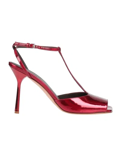Sportmax Leather Upper Stiletto Sandals In Purple