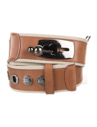 Pre-owned Sportmax Leather Waist Belt In Brown/neutrals