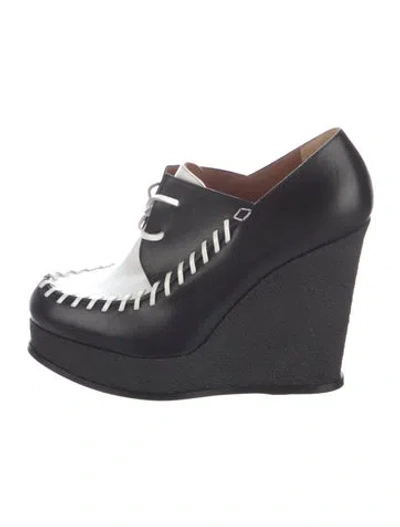 Pre-owned Sportmax Leather Whipstitch Trim Pumps In Black