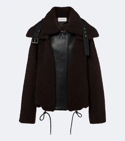 Sportmax Faux-shearling Buckled-collar Jacket In Brown