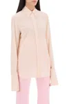 Sportmax Silk-blend Classic Shirt With Notched Collar In Neutral
