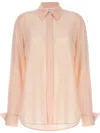Sportmax Sheer Fabric Collared Shirt With Pleated Back In Pink