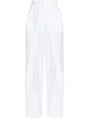 Sportmax Cotton Trousers With Pleated Design And Pockets In White