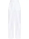 Sportmax Cotton Trousers With Pleated Design And Pockets In White