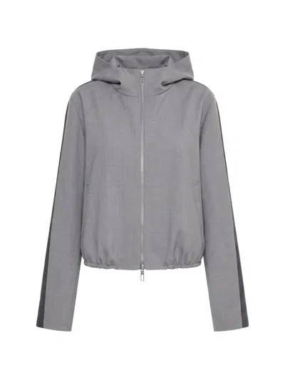 Sportmax Lepre Hooded Wool Bomber Jacket In Gray