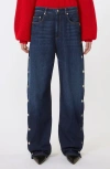 Sportmax Lichene Side Snap Wide Leg Jeans In Blue