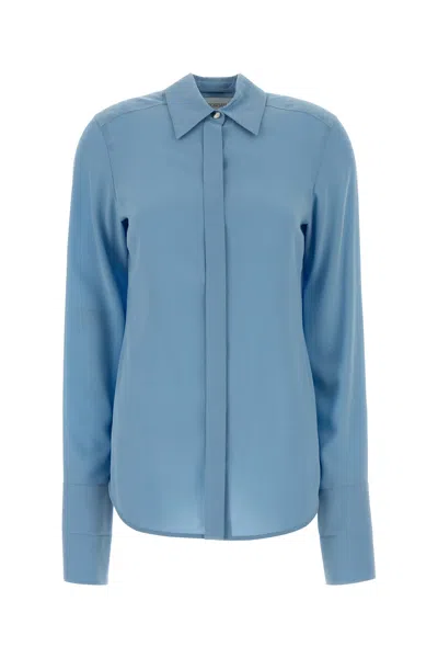 Sportmax Circolo Long Sleeve Crepe Shirt In Blue