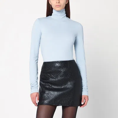 SPORTMAX SPORTMAX LIGHT BLUE JERSEY KNIT TURTLENECK SWEATER