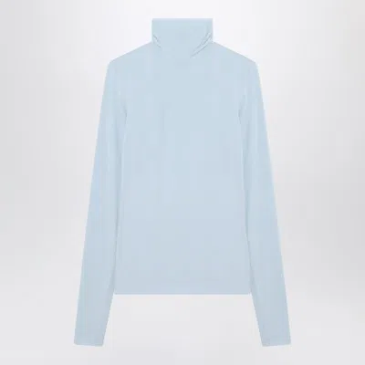 Sportmax Light Blue Jersey Knit Turtleneck Sweater In Multi