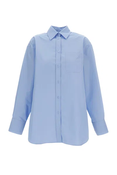 Sportmax Light Blue Nespola Cotton Shirt Dress