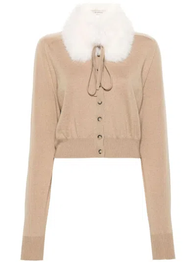 Sportmax Light Brown Detachable-collar Cardigan In Neutral