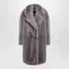 Sportmax Longline Faux Fur Coat With Notched Lapels In Gray