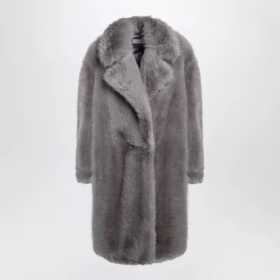SPORTMAX SPORTMAX LIGHT GREY FAUX FUR COAT