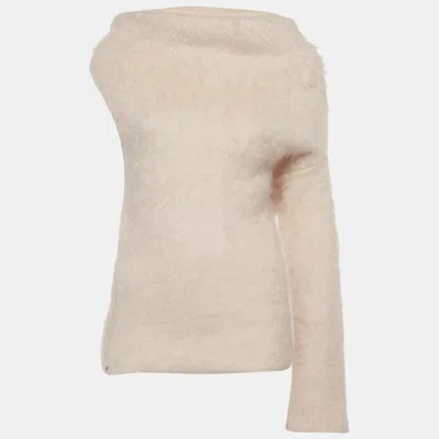 Pre-owned Sportmax Light Pink Mohair Blend Asymmetric Sweater S