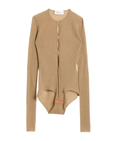 Sportmax Lightweight Knit Bodysuit In Brown