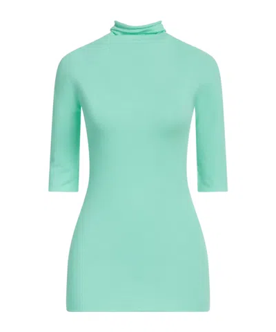 Sportmax Lightweight Knit Shortsleeve Turtleneck In Blue
