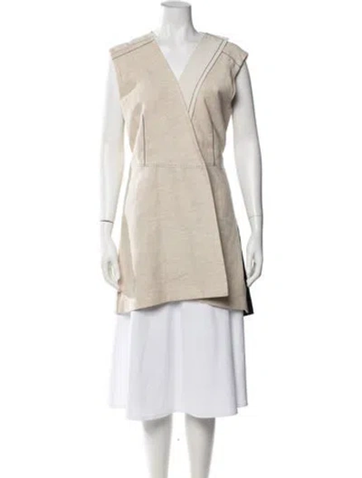 Pre-owned Sportmax Linen Colorblock Pattern In Neutrals