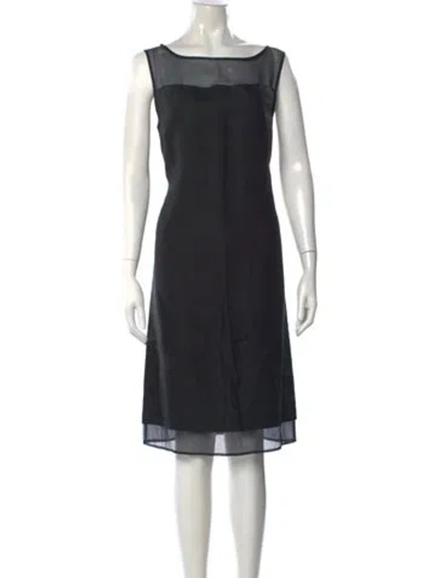 Pre-owned Sportmax Linen Knee-length Dress In Black