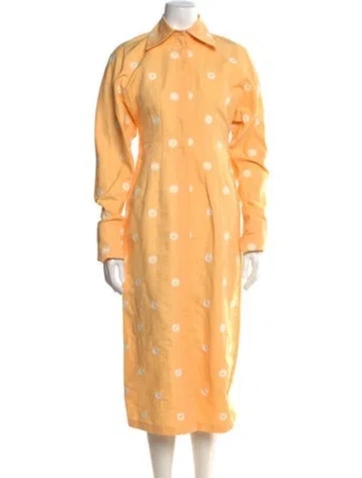 Pre-owned Sportmax Linen Long Dress W/ Tags In Yellow