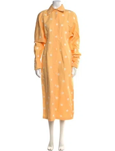 Pre-owned Sportmax Linen Long Dress W/ Tags In Yellow