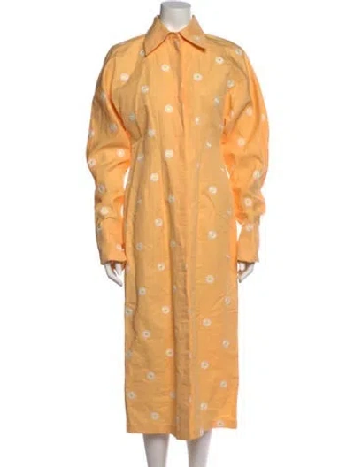 Pre-owned Sportmax Linen Long Dress In Yellow