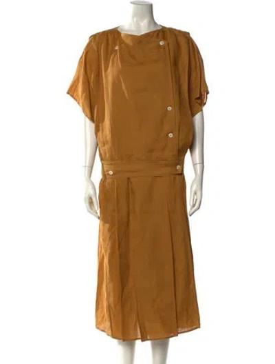 Pre-owned Sportmax Linen Midi Length Dress In Yellow