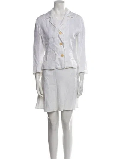 Pre-owned Sportmax Linen Pleated Accents Skirt Set In White