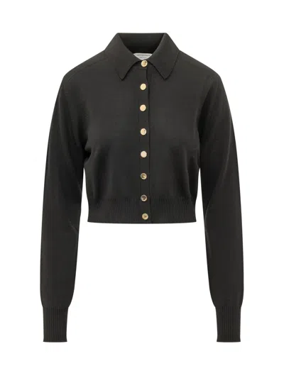 Sportmax Lirica Cardigan In 100% Virgin Wool In Nero Unito