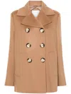 Sportmax Wool Double-breasted Coat With Structured Silhouette In Brown