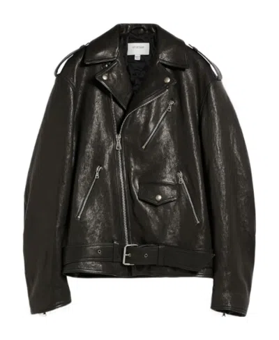 Sportmax Logo Leather Jacket In Black
