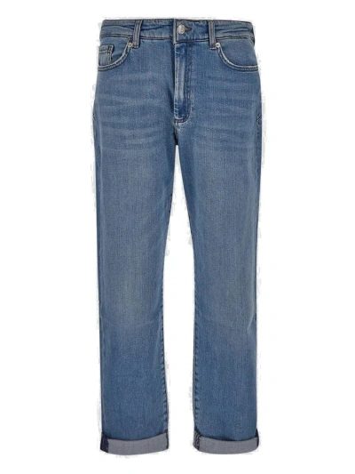 Sportmax Logo Patch Straight Leg Jeans In Blue