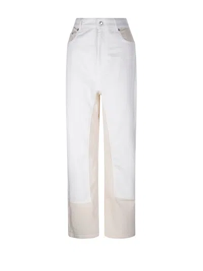 Sportmax Logo Patch Straight Leg Jeans In White