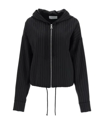 Sportmax Logo Pinstripe Casual Jacket In Black