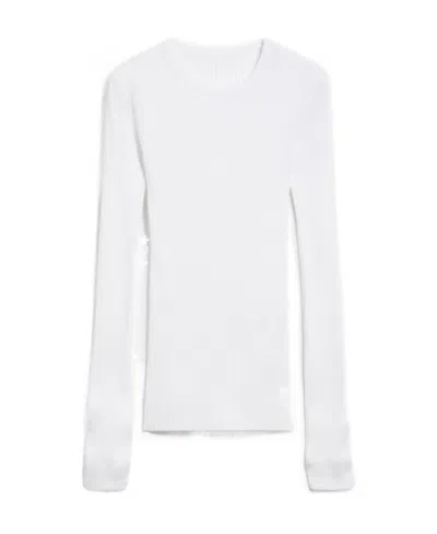 Sportmax Logo-plaque Ribbed-knit Sweatshirt In White